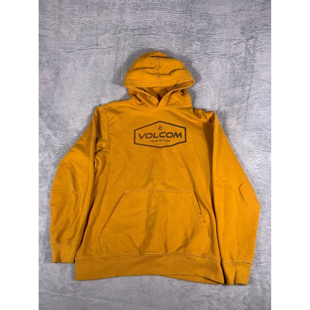 Volcom True TO This Skateboarding Hoodie Mens L Mustard Yellow Long Sleeve